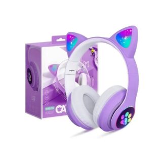 Cute Cat Ear Wireless Headphones with RGB Lights – Bluetooth 5.0 Headband Headset with Mic for Kids & Teens (Phone & PC)