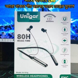 Unigar King Wireless Neckband – 80H Playtime – 5 Voice Change Modes – ENC Noise Cancellation – Premium Magnetic Bluetooth Headphones
