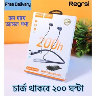 Regrsi wireless Neckband Bluetooth Earphone RE-NY060 Charging becup 200 Hours (Best price)