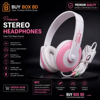 Koniycoi KT-5300MV Pink Wired Stereo Headphones with Mic | 3.5mm Over-Ear Headset | Volume Control | High Bass Sound | For Mobile, PC, Laptop & Online Class