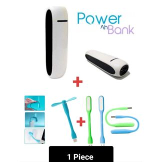 Mini Power Bank 1500mAh + USB Fan + USB LED Light Combo Pack | Portable Charger | Emergency Light | Silent Cooling Fan | Travel-Friendly | For Mobile, Laptop & More