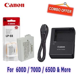 Canon LP-E8 Battery & Charger With Free Power Cable Combo Pack For Canon 600D/650D/700D & More