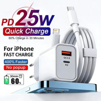 25W PD USB C Multi-Port Fast Charger For iPhone 11 12 13 Mini 14 Pro Max X XR XS Max 7 8 Plus Quick Charging PD Cable 1m 1.5m 2m