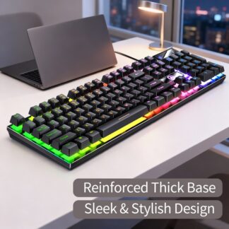 Ergonomic Silent Wired Keyboard Mechanical Feel Gaming Office Keyboard for Desktop Laptop Computer USB Peripheral