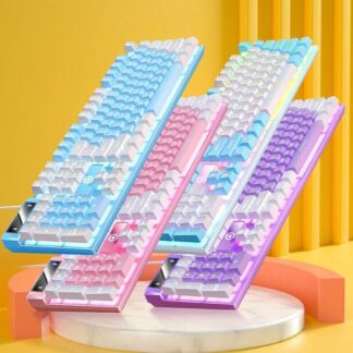ABS Laptop PC Gamer White E-sports Light-Emitting Mechanical Axis Computer Peripherals USB Wired Anti-ghosting Mechanical Keyboard Wired Keyboard Gaming Keyboard Backlit Keyboard