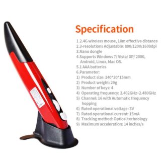 PC Mouse Pens ABS Wireless Optical Presenter Pen Mouse Bluetooth Compatible Optical Presenter Pen 2.4GHz Presenter Vertical Pen Mouse Vertical Silent Vertical 4 Keys Mini Mice Comp