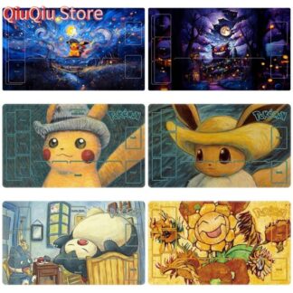 Pokemon Card Pad Pikachu Eevee Gengar Snorlax Sunflora Van Gogh Series Diy Anime Peripheral Game Collection Card Gift Battle Mat