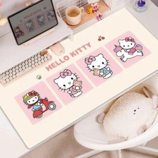 New  Pink Computer Keyboard Pad Sanrio Peripheral  Cartoon Hello Kitty Leather Mouse Pad Oversized Cute Girl Office Desk Pad