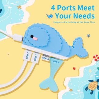 【Bestseller】 USB2.0 Hub 4Port USB Expander for Laptop PC Flash Drives and External Hard Drives Peripherals Cartoon Design