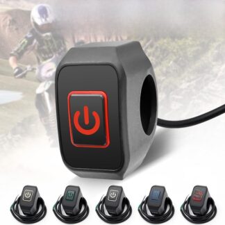 Motorcycle Handlebar Switch with LED Light Momentary Button for Electric Start Waterproof Control Switch Button 7/8'' 22mm Multicolor (Random Color)