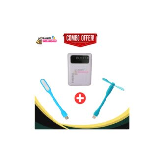 Raunity Gadget Pack Combo - Mini Power Bank, USB Fan, and LED Light