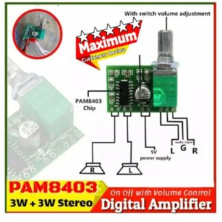 PAM8403 with Volume Control Audio Amplifier 3W Stereo Class D by ROJA ELECTRONICS