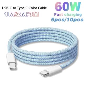 CASIFY CC03 Braided 60W 3A Type C To Type C Cable Type C To Type C Fast Charging Cable Support 5A White 1Meter Braided cable 60W Cable 60Watt Type C Cable PD Cable