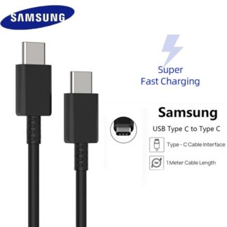 for Samsung USB C to USB C Cable 25W/45W Fast Charging & Data Transfer - Original Type C PD Cable (Black & White, 1m)