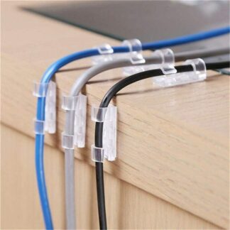 20 Pcs Transparent Self-Adhesive Cable Clips & Wire Organizer – Strong Sticky Desktop Cable Holder for USB, Charging, Data, LAN & Earphone Wires Home, Office & Workspace Cable Mana