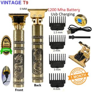 T9 Vintage USB 6500 charging cable with Rechargeable Hair Trimmer metal body Electric Hair Clipper Haircut Machine For Men