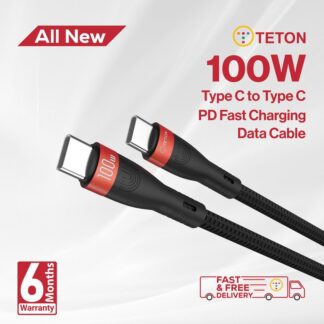 Teton Type C to Type C Cable 100W 5A High current PD fast Charging for Iphone 17/16/15/ Samsung /Android