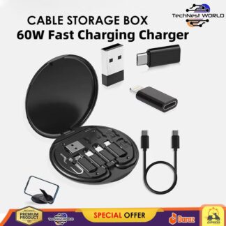 Portable Multi Functional Cable Storage Box USB Cable Adapter Cable Sim Card Storage Box Fast Charging Data Cable Tablet Phone Holder Storage Box Sim box Cable Storage Box