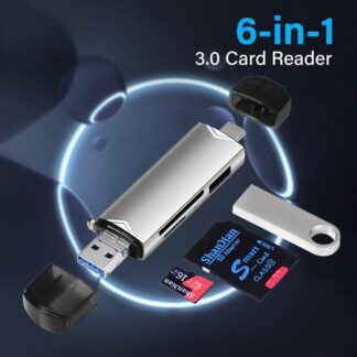 USB 3.0 TYPE-C 6-in-1 Multifunction Card Reader External Storage Black Stretch for Memory Stick Mini Memory Card Card Reader
