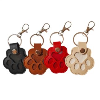 Cat paw shape leather keychain pendant cat dog hair collector keychain jewelry memorial storage pet Keychains Hair Collector