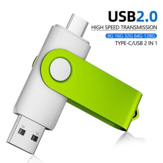 TYPE-C USB 2.0 Flash Drives 128GB White Liner Metal Clip OTG 2 in 1 Memory Stick Pendrive for Mobile Phone on PC real capacity