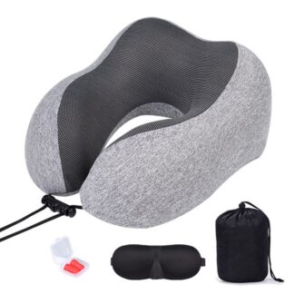 U-Shaped Pillow With Eyemask Earplugs Storage Bag, Travel Memory Foam Neck Pillow, Adjustable Neck Guard Pillow for Home/Travel