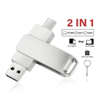 TYPE-C 2 IN 1 Pen Drive With Free key Ring 128GB Rotatable Metal USB 2.0 Flash Drive 64GB Business  Memory Stick 32GB 16GB
